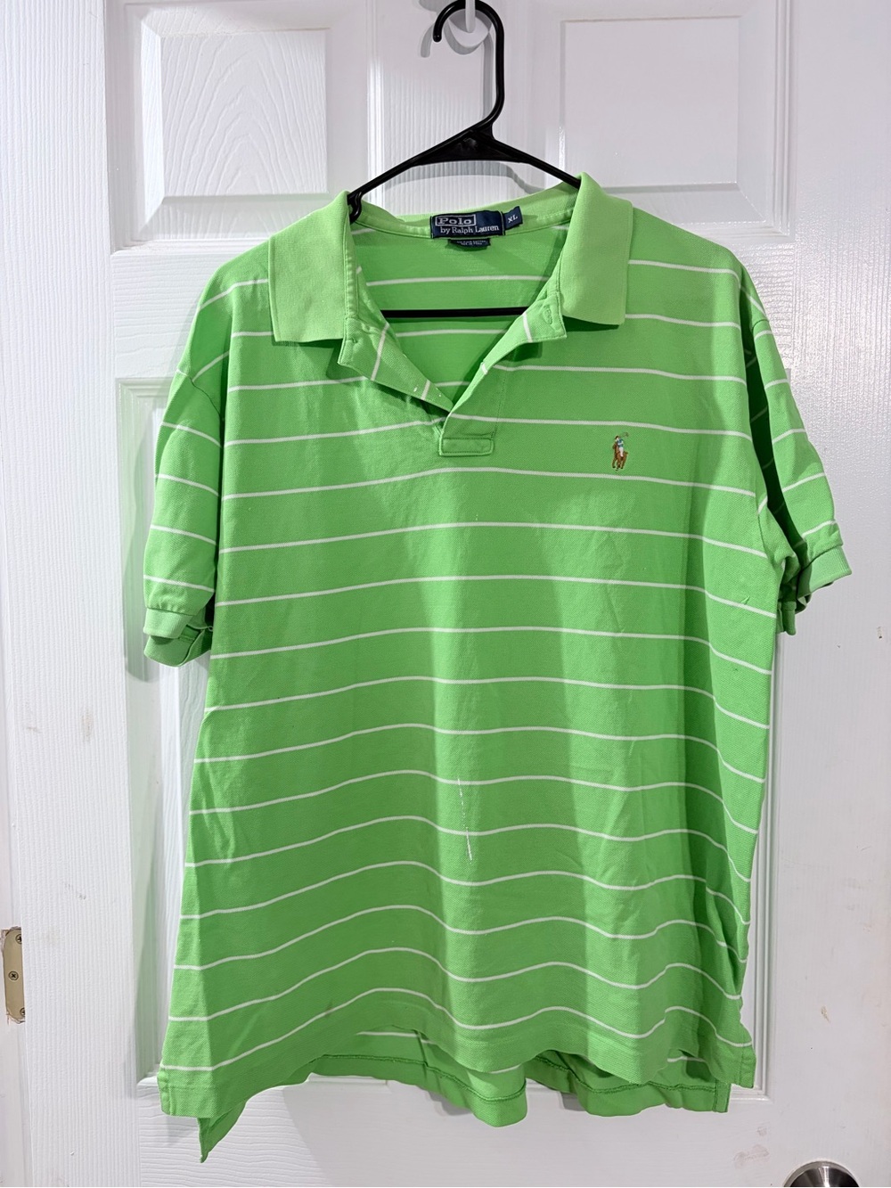 Polo Ralph Lauren Men’s XL Green White Striped Pima Cotton Polo Shirt